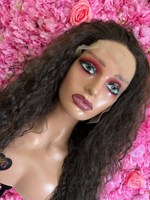 Peruka loczki Shakira brąz długa lace front pasemka